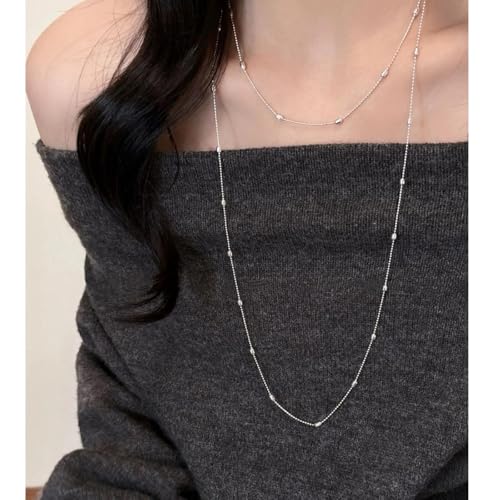 Collier long grain de riz argenté, fini les tenues ternes avec cette chaîne de pull