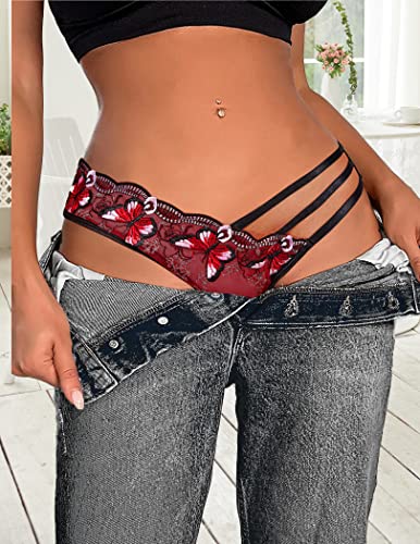 Image of Avidlove Sexy Panties for Women Butterfly Embroidered Underwear Mesh Panties Pack