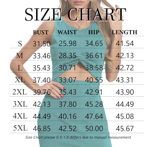 Image of Women's Summer Dress with Slit Sleeveless Crew Neck Cutout Twist Front Crisscorss Ribbed Knit Bodycon Midi Casual Dresses