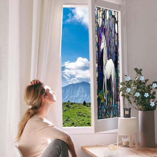Vinilo decorativo de ventana con diseño Fantasy Unicorn 17.7x23.6 pulg miniatura 5
