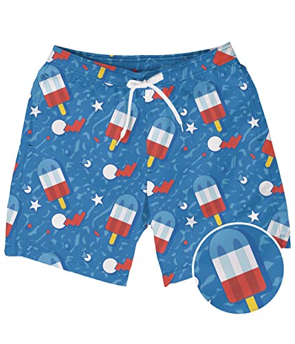 Tipsy Elves Retro Patriotic Pops Stretch Swim Trunks Size Medium