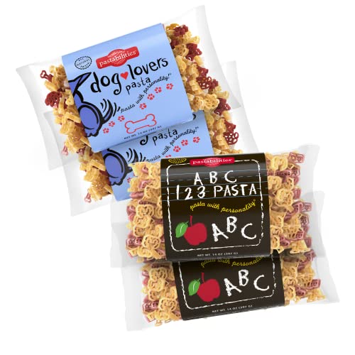4 Pack: 2 Abc123 Pasta & 2 Dog Lovers Pasta #TOP26