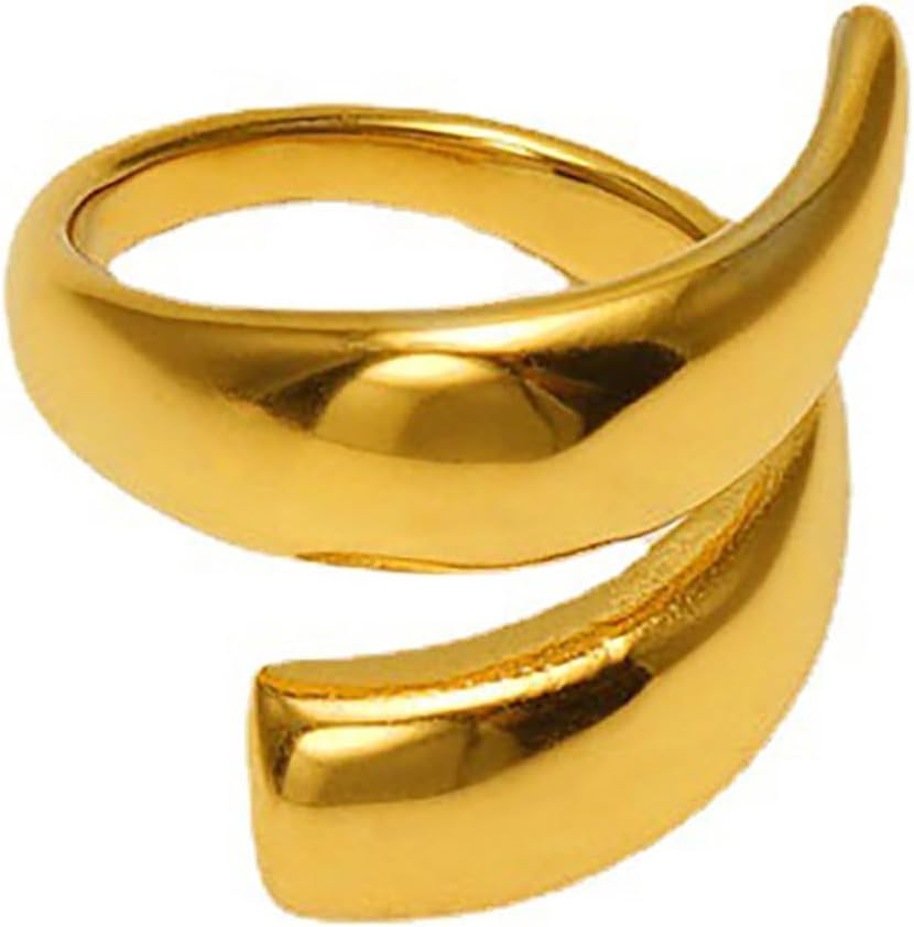 LoqimuMinimalist Twisted Band Rings Size 7 Gold Stainless Steel Midi Stackable Rings Thumb Index Finger Ring Chunky Rings for Women Teen Girls Jewelry