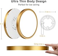 Vista 41 de 12 Inch Gold LED Ceiling Light, 3000K Warm White, 24W Gold Flush Mount Ceiling Light, 3200LM Round Low Profile Ceiling Lights for Bedroom, Living