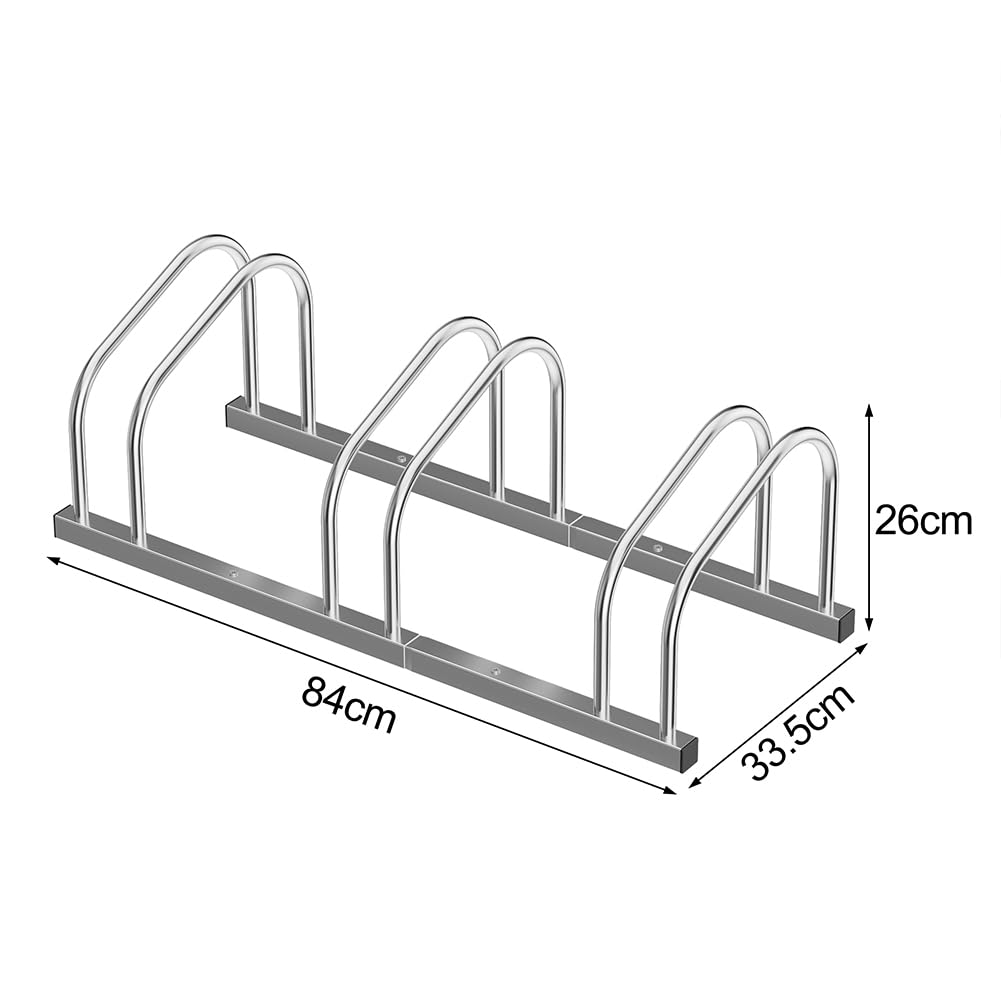 BAKAJI Rastrelliera per Biciclette da Pavimento o Parete Stand Parcheggio Esterno per Bici in Acciaio Porta Bici con Materiale di Montaggio Incluso