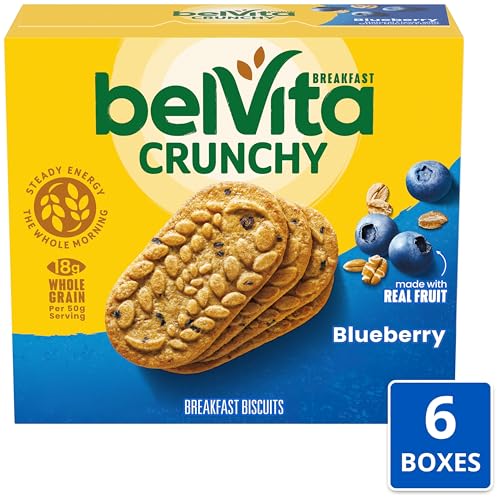 Image of belVita Breakfast Bars Biscuits, Blueberry, 30 Total Packs, 6 Boxes (4 Biscuits Per Pack)