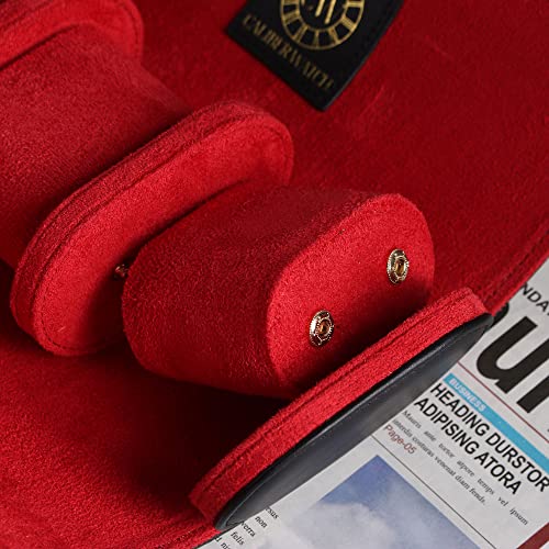 Image of Genuine Napa Leather Watch Roll Travel Case for 3 Watches - Travel Watch Rolls and Leather Watch Display Cases with Velvet Interior - Watch Storage Organizer Men's