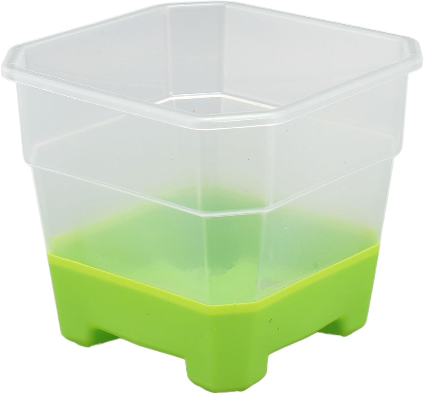 20Pcs Nursery Pot Planters Variety Pack, Reusable Flower Plant Seed Pot, Plastic Silicone Square Transparent Nursery Pots for Indoor Outdoor Gardening, Includes 20 Pcs with Stable (Green)