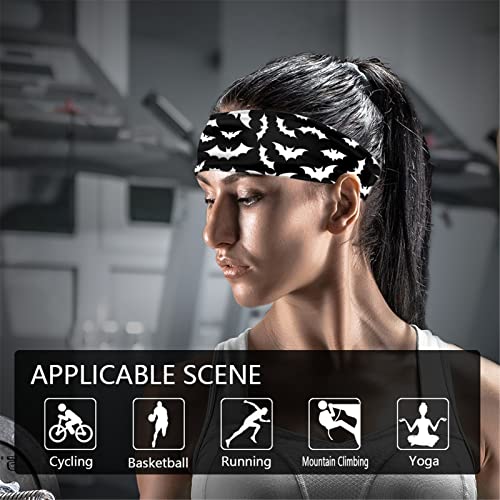 Forchrinse Halloween Bat Print Sport Headband For Women Men Headband Sweat Bands Polyester Stretch Workout Headband For Running Yoga Exercise #TOP4