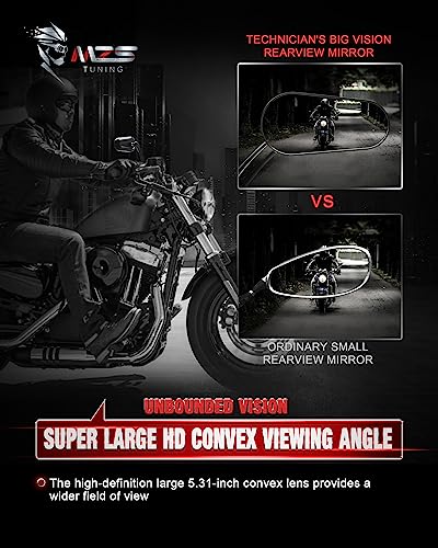Image of MZS Black 8mm Motorcycle Mirrors, M8 Blade Handlebar Rear View Mirror for HD Models 1982-2026, Compatible with Sportster Softail Road King Street Electra Glide Dyna Vrod Touring