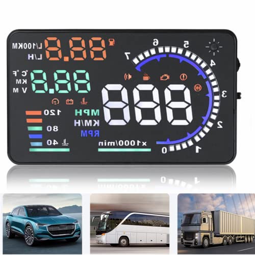 A8 Car Head Up Display 5.5inch HUD Display Car OBD2 Speedometer Gauge with Speed Fatigue Warning RPM MPH Fuel Consumption Multiple-Color Bright OBD II HUD Head Up Display for Car RV Truck A8 Car Head Up Display 5.5inch HUD Display Car OBD2 Speedometer Gauge with Speed Fatigue Warning RPM MPH Fuel Consumption Multiple-Color Bright OBD II HUD Head Up Display for Car RV Truck