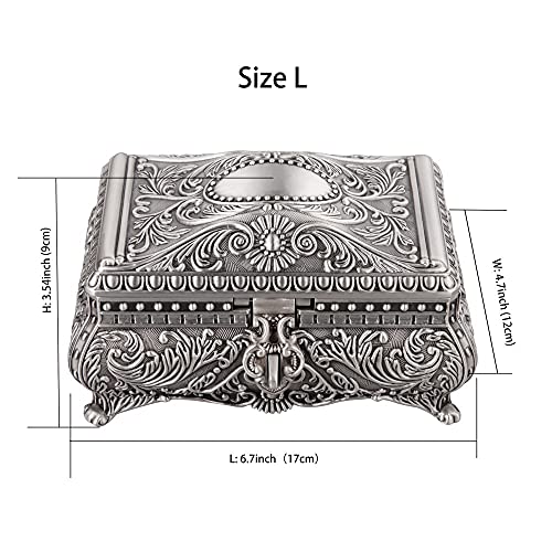 Feyarl Vintage Jewelry Trinket Box Earring Ring Treasure Chest Case Necklace Organizer Storage Keepsake Box For Wedding Birthday Gift Home Deco(6.7 X 4.7 X 3.5 Inch) #TOP1