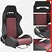 TRIXDEEN Universal Black+Red Mesh Fabric Reclinable Racing Seats Pair Left/Right W/Slider