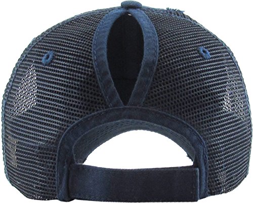 Image of Classic Plain Ponytail Messy High Bun Headwear Adjustable Cotton Trucker Mesh Glitter Hat Baseball Cap