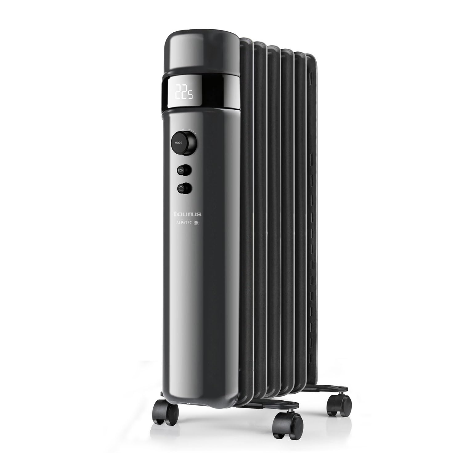 Taurus 1500 - Radiador de aceite. 1500W. 3 niveles de potencia. 7 elementos. Pantalla digital. Selector de potencia. Temporizador. Programable. ModoECO. Temperatura ajustable de 5 a 35ºC