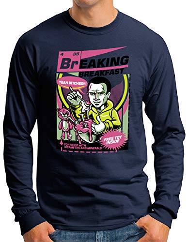 T-shirt Breaking Breakfast OM3 manches longues en coton doux respirant XL