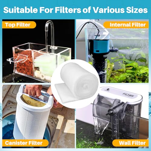 Image of Aquarium Filter Pad - Aquarium Filter Media, Aquarium Filter Floss,39.4 x 11.8in Filter Pad, Filter Floss for Fish Tank, Aquarium, Ponds,Garden?Saltwater, Fershwater,Plant, Trutle(White)