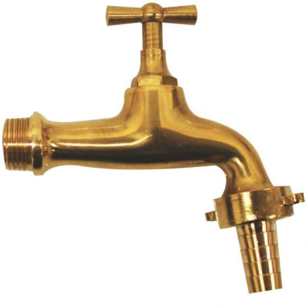 Schläfer 4335115 - Robinet porte-caoutchouc 1/2 mâle en laiton porte-caoutchouc 3/4(15-19 mm) Levier papillon, robinet extérieur jardin 1/2, Robinet d'eau extérieur laiton, robinet bronze brillant