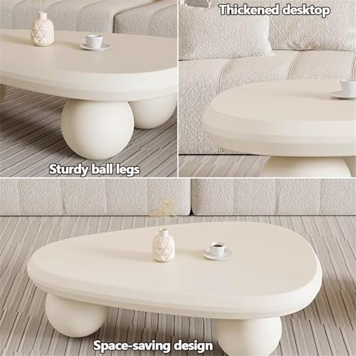 Table basse blanche ovale moderne ronde sans angle pour enfants - 7