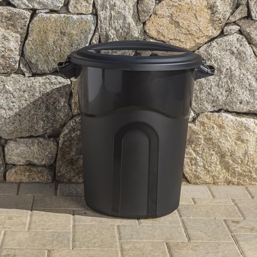 Caneca de basura plástica resistente 20 galones con tapa negra