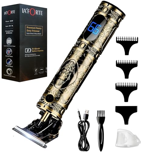 Image of LA' FORTE Heavy Duty Rechargeable Hair Trimmer Clipper for Unisex (Golden With Display)