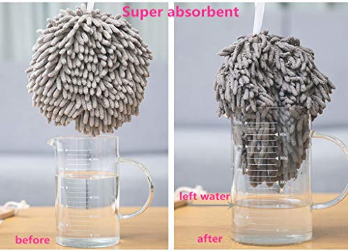 Ivymei 2 Pack Chenille Hand Towels,Hanging Kitchen Hand Towels,Bathroom Hand Towels With Loop,Quick Dry Cloths For Cleaning,Soft Absorbent Microfiber Hand Towels(Grey+White) #TOP2