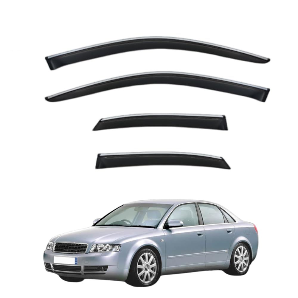 Qoemrhelt Normal 4Pc Set In-Channel Wind Deflectors, For A4 B6 2002-2004 Window Visors Rain Guards Vent Visors Rain & Sun Protection,Car Accessories