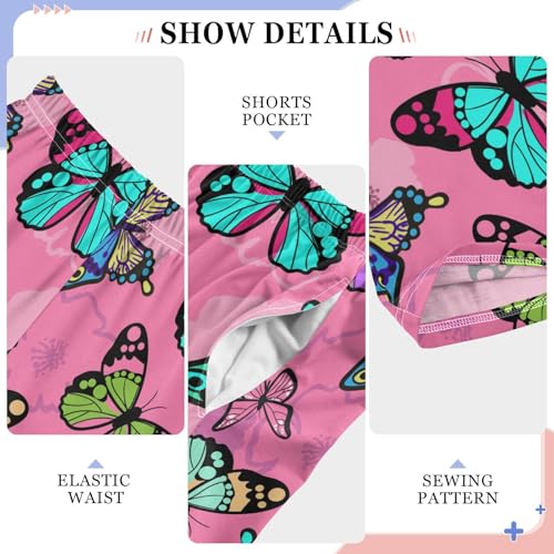 Hand Drawn Butterflies Pink Boys Pants for Kids Jogger Pants with Pockets S-XL4