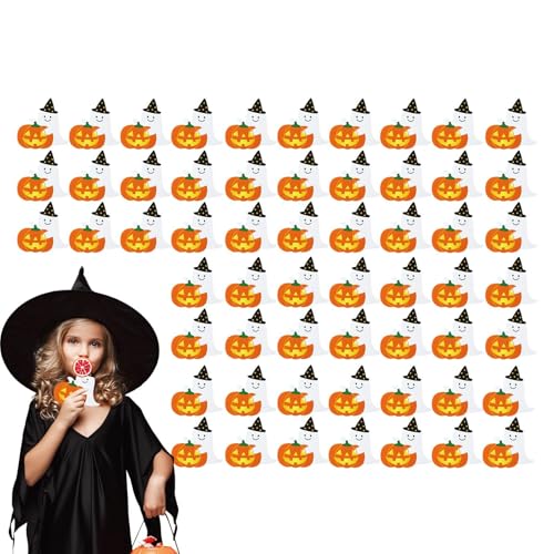 Tarjeta Chupadora Halloween | Tarjeta de embalaje para caramelos fantasma de Halloween | 50 soportes para cumpleaños y degustar