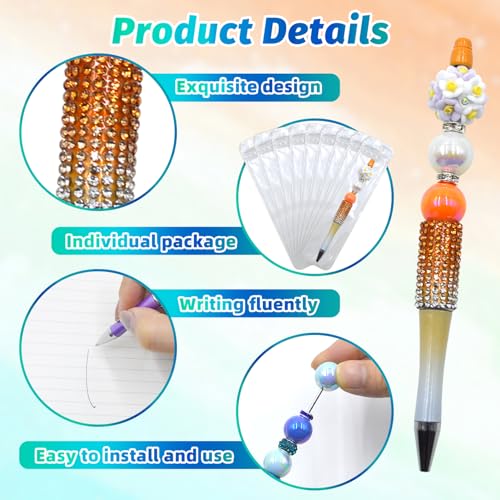 Image of 75 Pcs DIY Diamond Beadable Pen Kit - 25 Plastic Rhinestone Beaded Pens Bulk with Refills & Bags - Fancy Cute Glitter Pens for Crafting, Students & Teachers - School Supplies, Office Item
