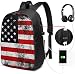 Produktbild RROOT Root Unisex Rucksack mit USB-Ladeanschluss, Motiv: Amerika-Flagge, klassisch, modisch, für Business