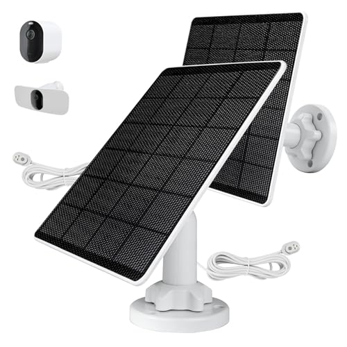 Solarpanel Kompatibel mit Arlo Pro 3/4/5S/3 Floodlight/Ultra/Ultra2 5W Solarpanel-Ladegerät Solarmodul IP65 Wasserdicht mit 3m Ladekabel 360Einstellbare Halterung (2 Pack)
