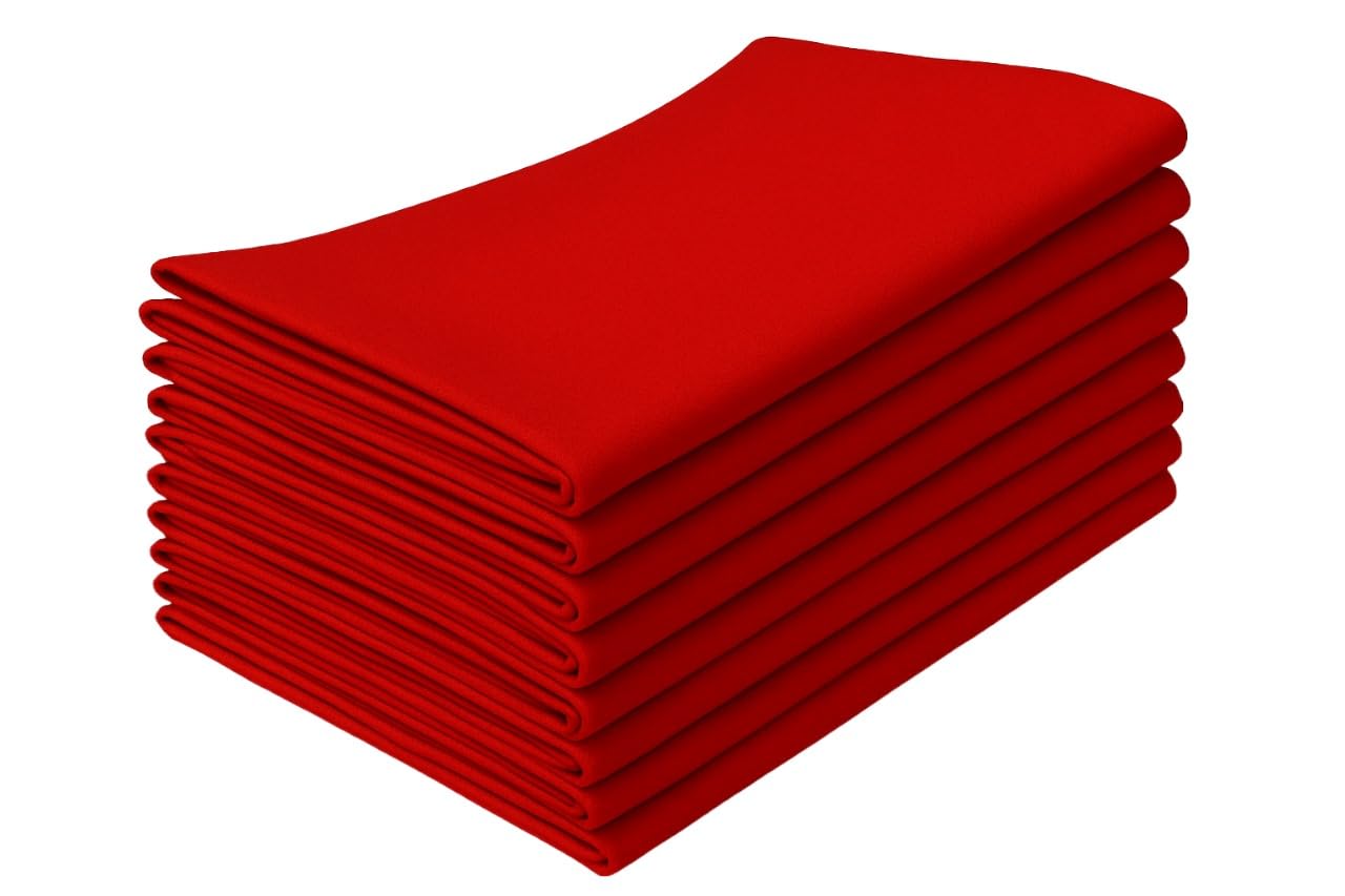 Penguin Home Set of 12 Reusable Cloth Napkins 45 x 45 cm (17"X17") 100% Cotton, Solid Dyed Twill Weave, Soft and Durable, Perfect for Hotels, Restaurants & Events - Red,Machine Washable
