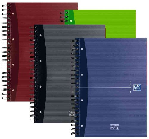 Oxford Collegeblock A4 + 240 Seiten, 90 g, perforiert, zufällige Farbauswahl, 3 Stück