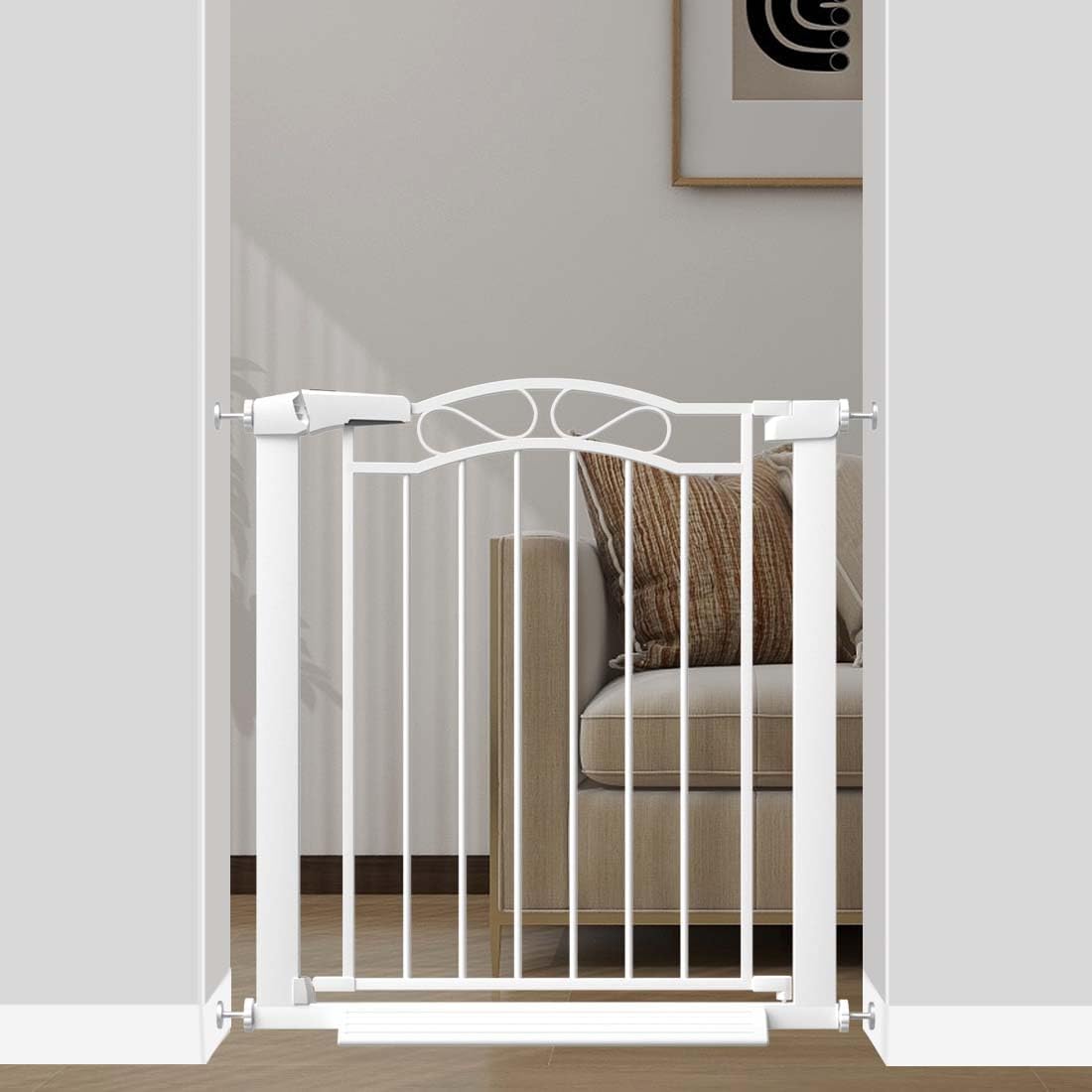 fairy baby extra wide press mounted baby gate indoor for kids or pets walk thru no drill long dog gates for the house doorway child safety gate 29.53"-32.28" 29.5"-32.2"