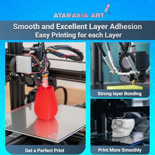 Image of ATARAXIA ART PETG Filament 1.75mm, 3D Printer Filament, 1Kg /2.2lb Tidy Winding Spool, Dimensional Accuracy ±0.02mm, Include Filament Storage Bags, Fit Most FDM 3D Printer, Pantone Match, PETG Gray