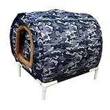 Bothyi Outdoor Cat House Pet House Weatherproof Portable Elevated Shelter Kitty Shelter for Patio Winter Outside Community, XL Blue