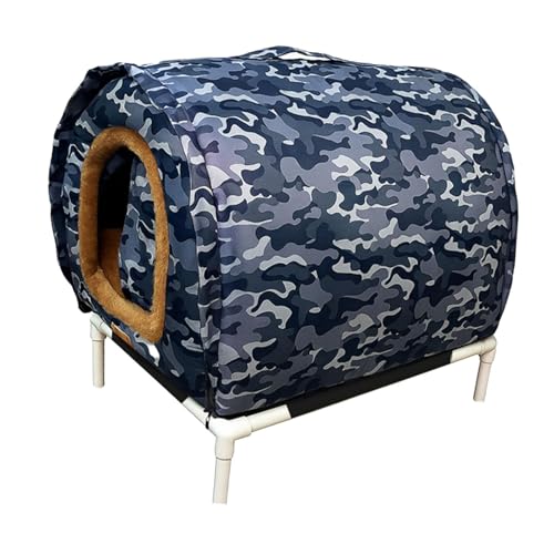 Bothyi Outdoor Cat House Pet House Weatherproof Portable Elevated Shelter Kitty Shelter for Patio Winter Outside Community, XL Blue