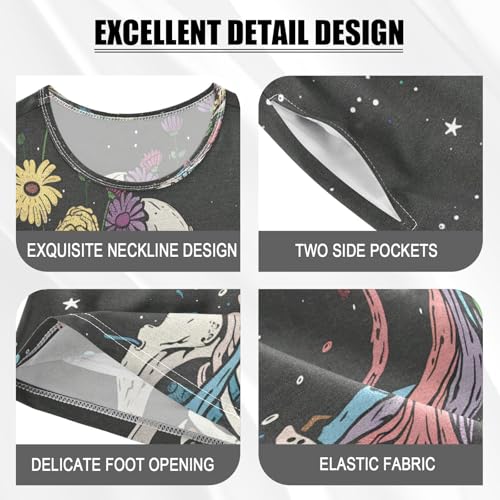 senya Short Sleeve Pajamas Sets Summer Cotton Sleepwear Skeleton Holding Flowers4