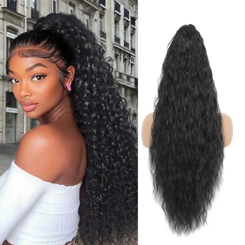 Image of Claw Clip Ponytail Extension 26In Long Wavy Curly Hair,Black