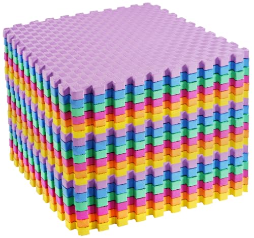 Image of BalanceFrom 24x24 Inch EVA Interlocking Foam Exercise Tile Mat – Non-Slip Puzzle Flooring for Home Gym, Fitness Studio, or Playroom with Multiple Thickness, Coverage Sizes and Color Options