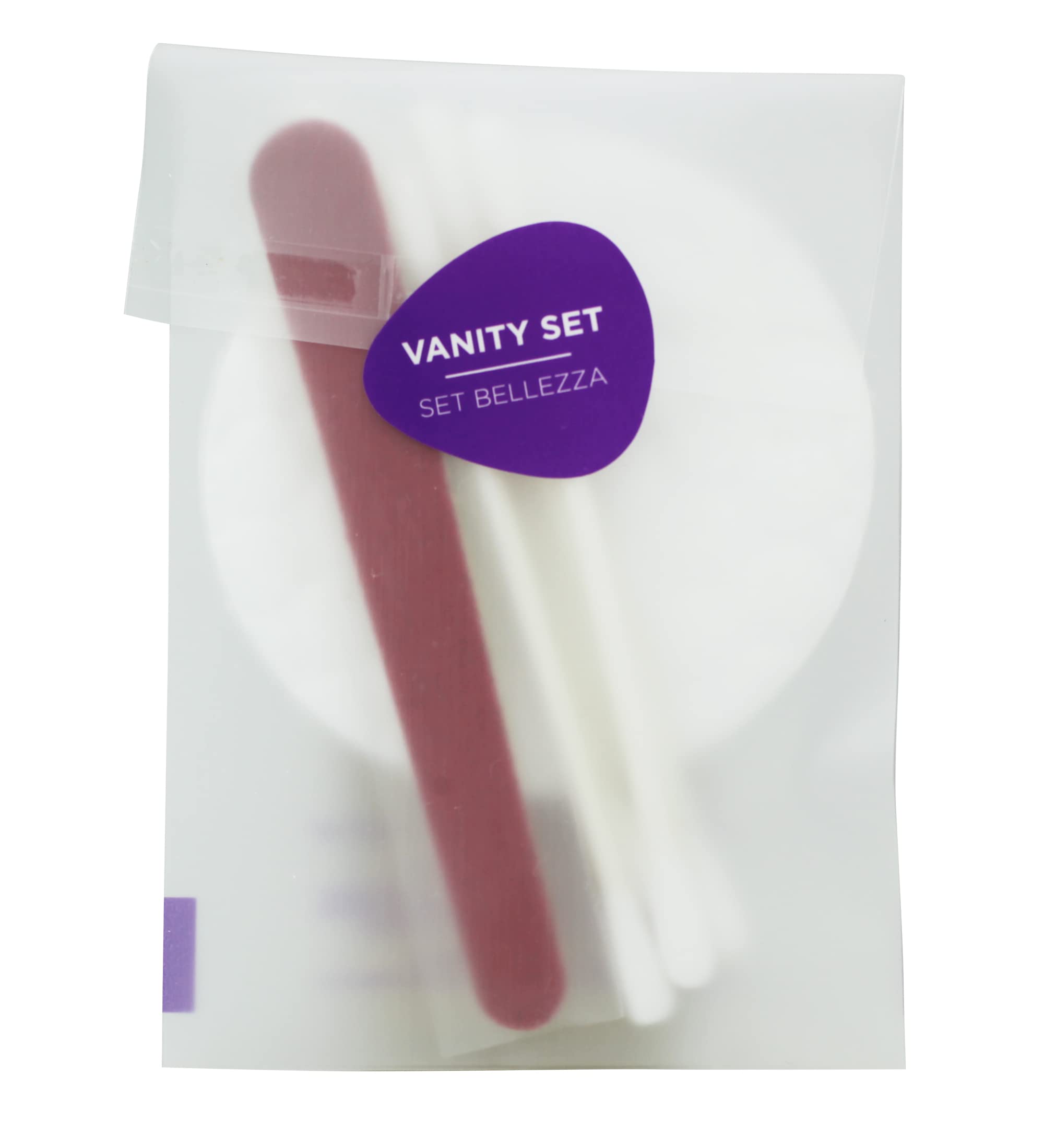 PRESENT-MORE - Vanity Set 250 Pezzi - Linea Touch - Kit con Dischi Struccanti, Limetta per Unghie e Cotton Fioc - Packaging Ecologico in Bustina di Plastica Riciclata - Ideale per Hotel e B&B