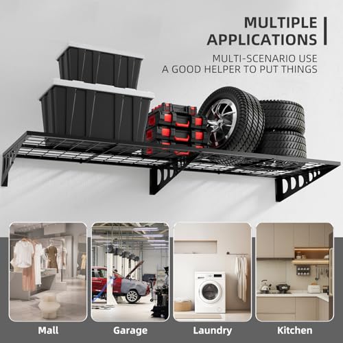 Blasinc XX-BGJ01 24 X 60 In Garage Shelving.Holds 150 Lbs Garage Wall Shelving.Sturdy Garage Shelves Wall Mounted Black thumb #5