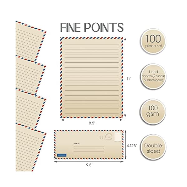 Vintage-Airmail-Stationery-Paper-Set-100-Piece-Set-50-Lined-Sheets-50-Matching-Envelopes-Letter-Size-85-x-11-inch-Double-Sided-Lined-Paper-by-Better-Office-Products Vintage-Airmail-Stationery-Paper-Set-100-Piece-Set-50-Lined-Sheets-50-Matching-Envelopes-Letter-Size-85-x-11-inch-Double-Sided-Lined-Paper-by-Better-Office-Products