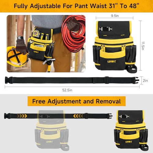 Tool Belts for Men,13-Pockets Heavy Duty Padded Tool Belt,Detachable Adjustable Magnetic Tool Pouches for Electrician,Carpenter,Construction,Work Apron,Utility Work Tool Belt 2 Tool Belts for Men,13-Pockets Heavy Duty Padded Tool Belt,Detachable Adjustable Magnetic Tool Pouches for Electrician,Carpenter,Construction,Work Apron,Utility Work Tool Belt - Image 2