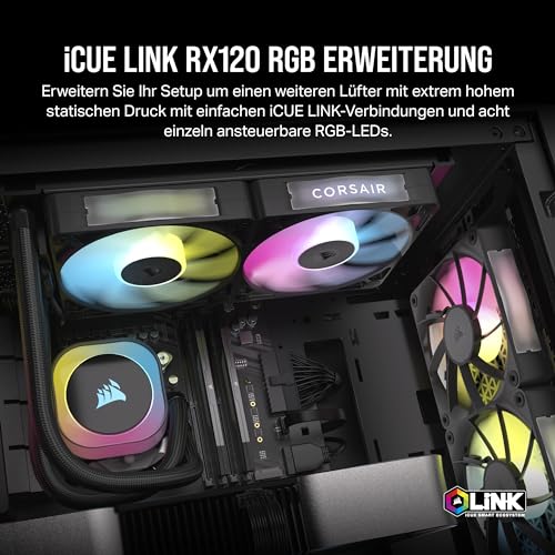 CORSAIR iCUE LINK RX120 RGB 120mm PWM-Lüfter – Einzelpackung, Schwarz – Ansicht 2