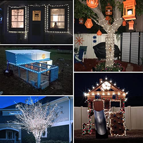 Extra-Long Solar String Lights Outdoor, 2-Pack 200LED Solar Fairy Lights for Outside Waterproof, Silver Wire 8 Modes Solar Powered Twinkle Lights for Tree Garden Party Xmas Wedding Decor (Cool White)