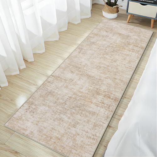 2'6''x8' Runner Rugs Washable Rug: Modern Abstract Living Room Rug Soft Anti-Skid Thin Carpet Indoor Floor Non-Shedding Carpets for Bedroom Dining Room Farmhouse Nursery Home Office - Beige