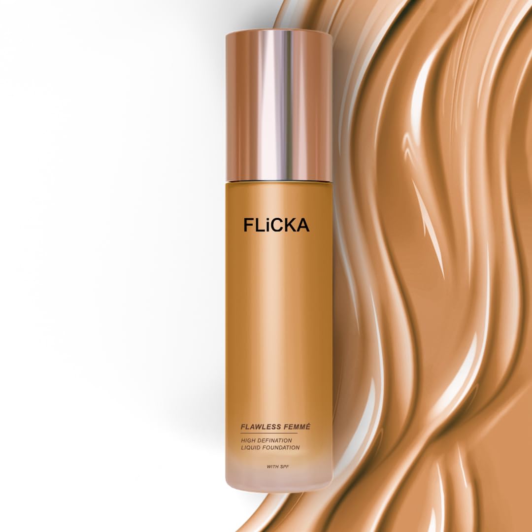 FLiCKAFlawless Femme Liquid Foundation for Face Makeup 30ml | Medium to High Coverage, Buildable | Natural, Waterproof & Moisturizing | All Skin Types | 08 Coffee