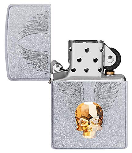 Encendedor Zippo Gold Skull Diseño Cromado Satinado miniatura 4
